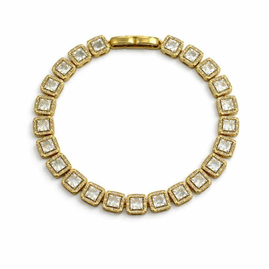 Imagem de Pulseira Riviera Quadriculada Dourada