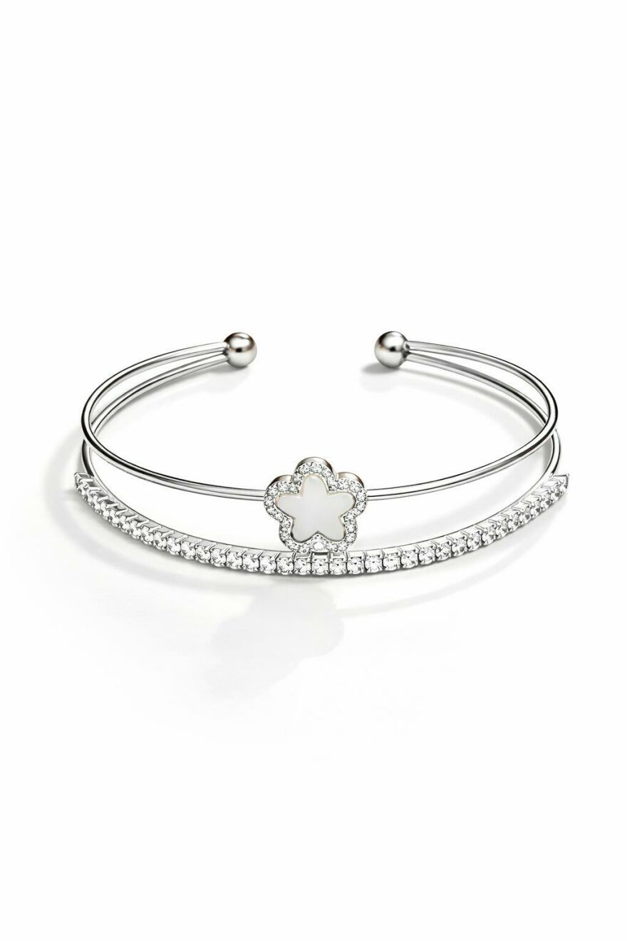 Imagem de Pulseira Cravejada Prata e Branca