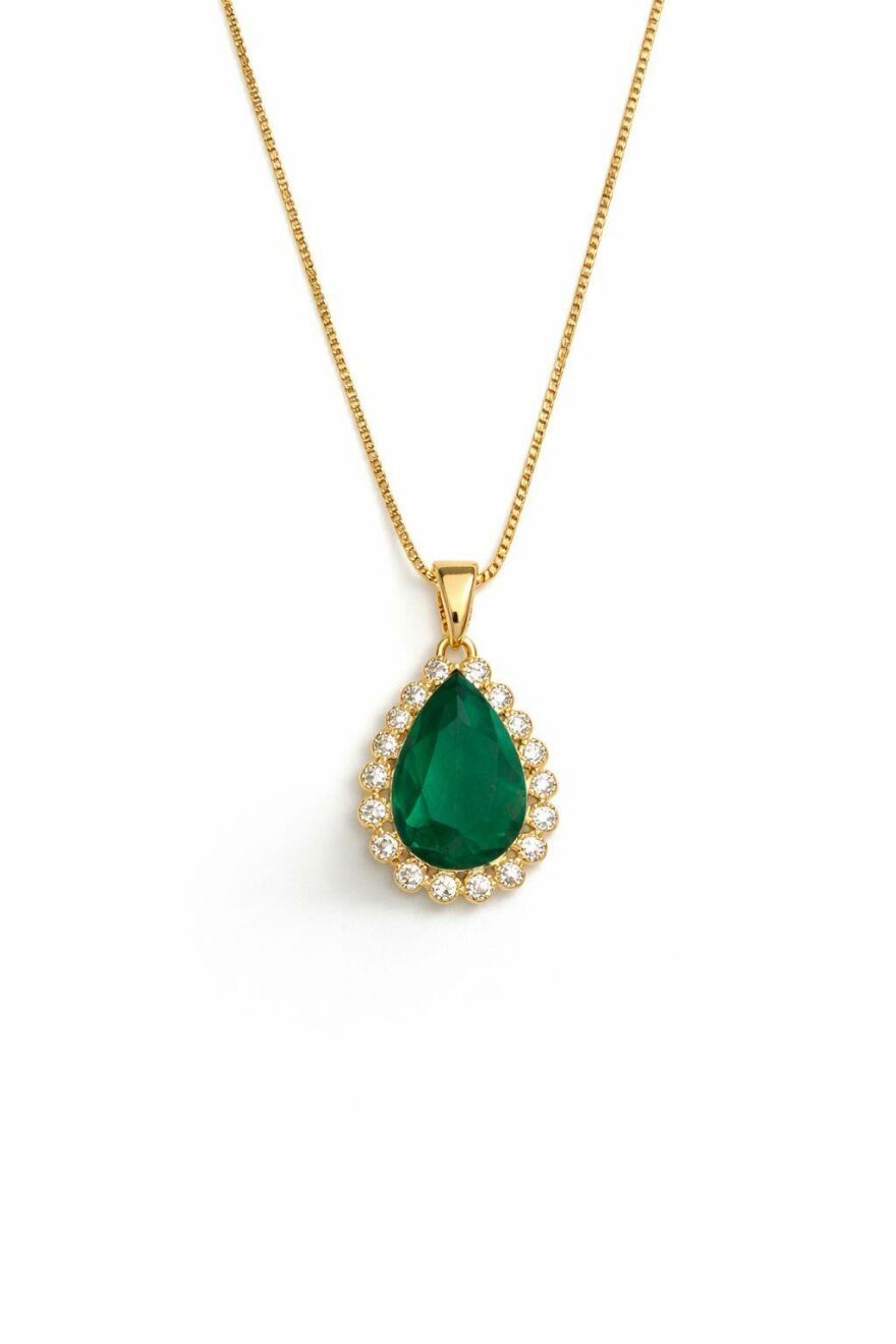 Imagem de Colar Dourado Gota Verde