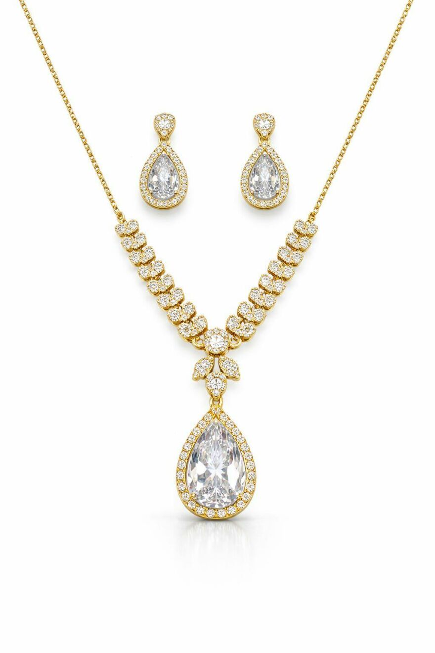 Imagem de Conjunto Colar + Brinco Dourado