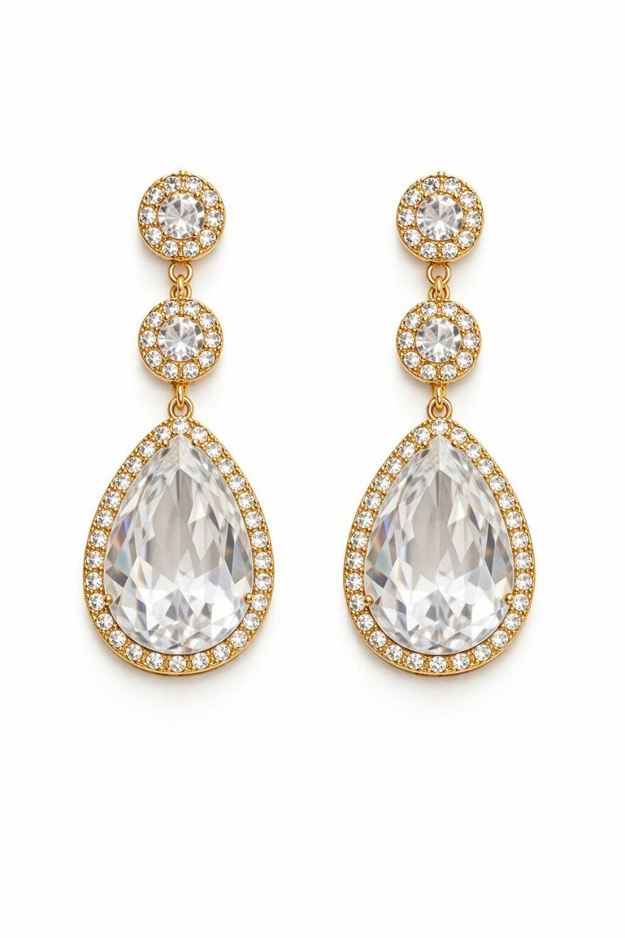 Imagem de Brinco Drop Crystal Dourado