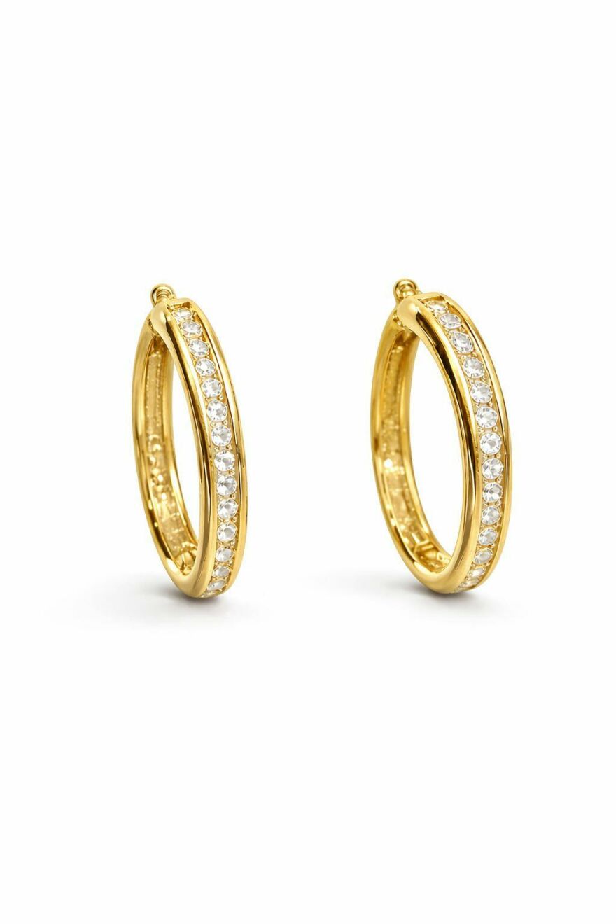 Imagem de Brinco Argola Tam. Médio Dourada Cravejada