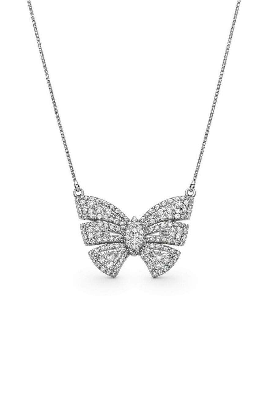 Imagem de Colar Borboleta Cravejada Prateada
