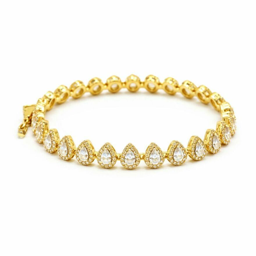 Imagem de Pulseira Gotas Cravejada Dourada