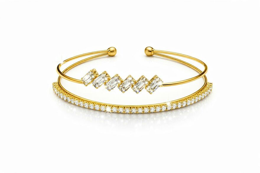 Imagem de Pulseira Retângulos Cravejada Dourada