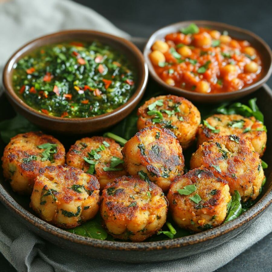 Image of Chickpea-and-spinach-cakes-rich-in-fiber-and-flavor