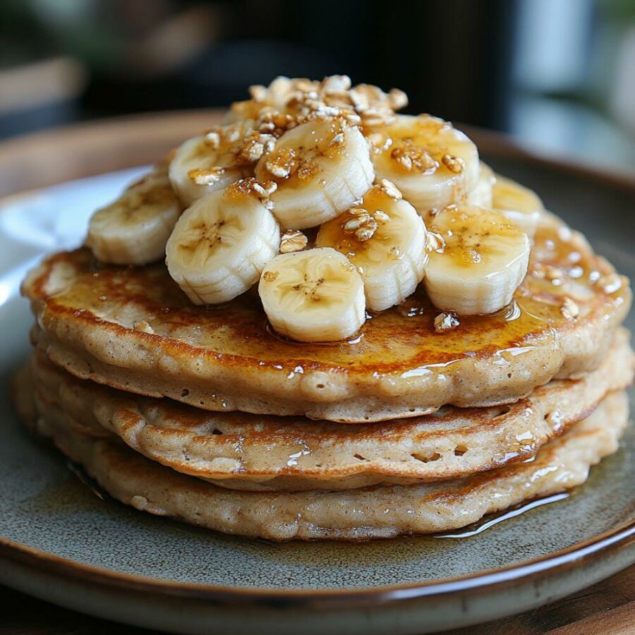 Image: Sugar-free, fiber-filled vegan banana and oat pancake