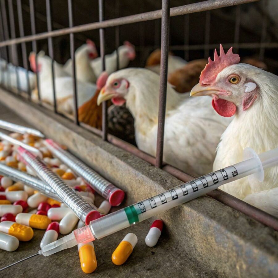 Image In intensive livestock farming, antibiotics are used to treat diseases, prevent outbreaks in unhealthy environments, and accelerate animal growth