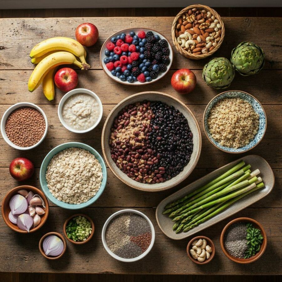 Imagem Leguminosas-grãos-integrais-frutas-vegetais-nozes-e-sementes-são-fontes-naturais-de-prebióticos