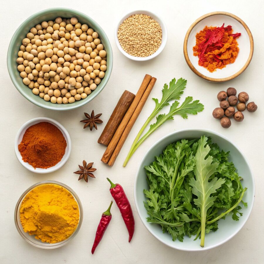 Imagem Soja-cúrcuma-canela-rúcula-pimenta