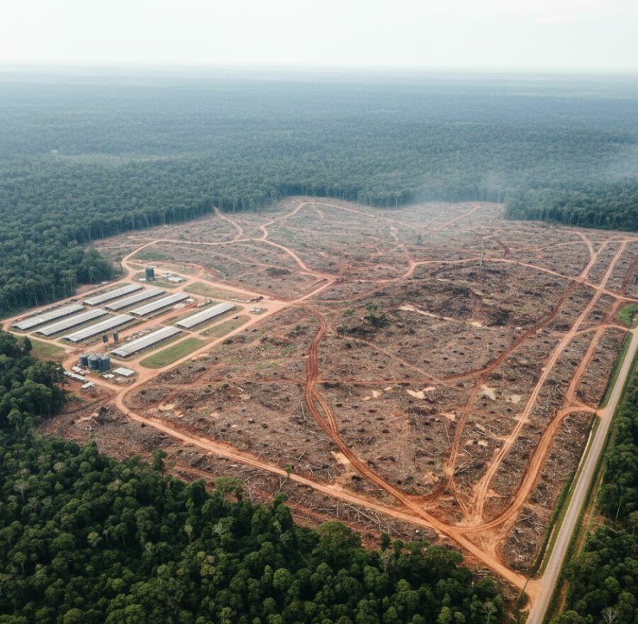 Image: Beyond animal cruelty, meat and poultry production generates high environmental impacts: more emissions, more water and land use, and more biodiversity loss.