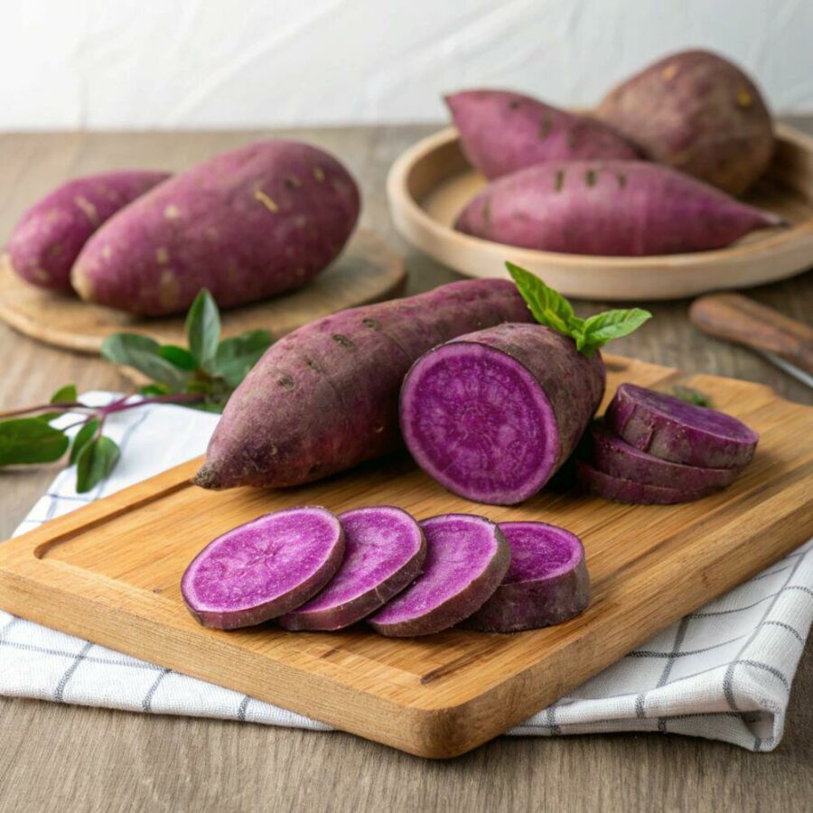 Image of purple sweet potato, source of energy, fiber and antioxidants