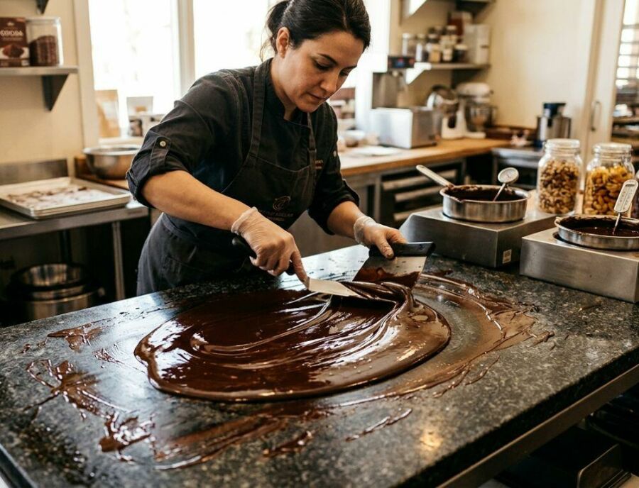 Image A - tempering - defines the brightness, the structure, and the perfect break.
