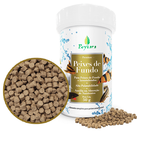 Ilustração Produto Rótulo Ração Peixes de Fundo Poytara