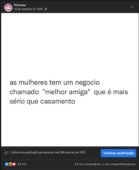 Resultados da Postagem em Princesa