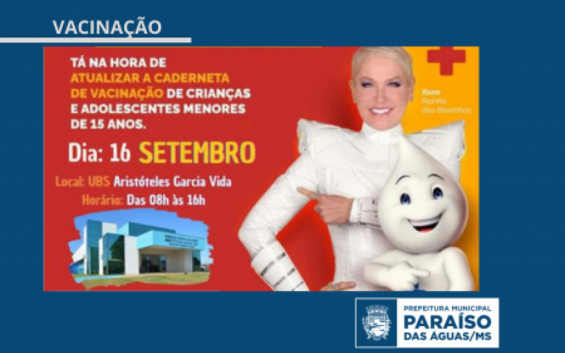 Imagem de compartilhamento para o artigo Prefeitura da Paraíso das Águas adere ao Movimento Nacional pela Vacinação e realiza o Dia D neste sábado da MS Todo dia