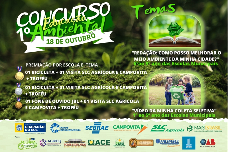 Imagem de compartilhamento para o artigo Prefeitura de Chapadão do Sul promove o 1º Concurso de Educação Ambiental na Rede Municipal de Ensino da MS Todo dia