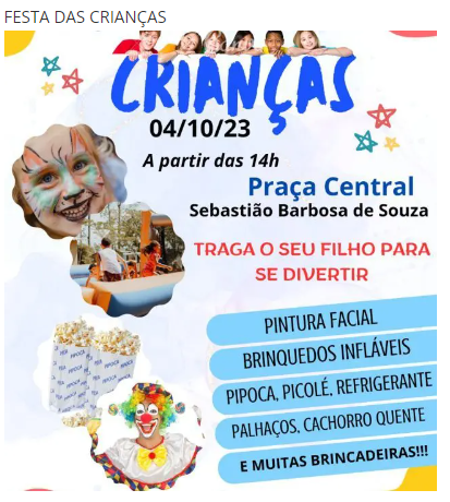 Imagem de compartilhamento para o artigo Festa das Crianças com brincadeiras e pipoca acontece amanhã em Figueirão da MS Todo dia