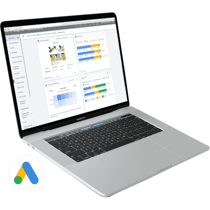 NoteBook Illustration with Google Ads Dashboard