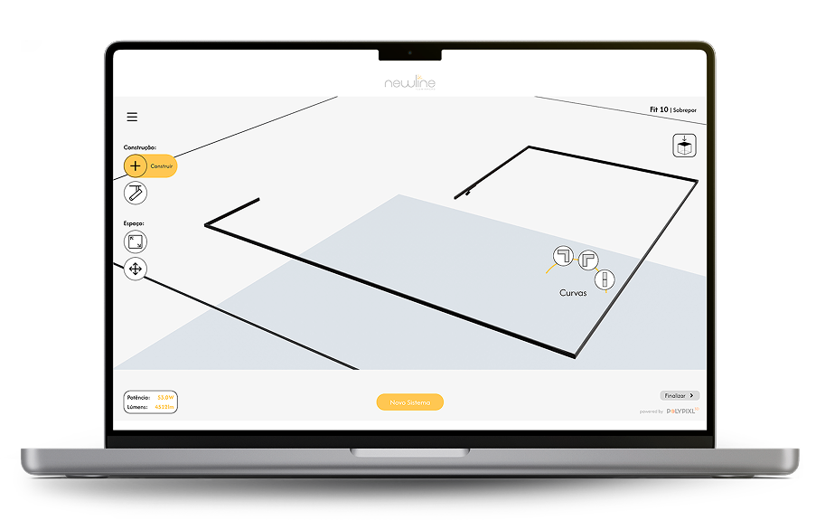 Imagem de um notebook com o aplicativo configurador em funcionamento