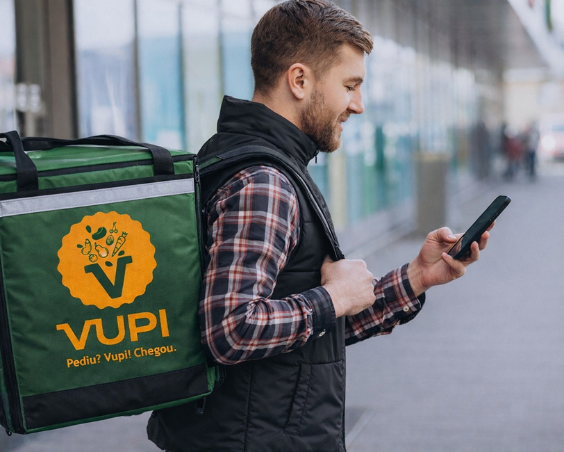 Imagem de um entregador da Vupi