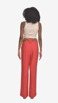 Imagem adicional 3 do item Calça Vermelha Reta de Alfaiataria com Corte Clássico - Design Sofisticado para Looks Modernos