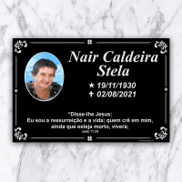 Imagem de Placa para Jazigo, Túmulo ou Lápide - em Alumínio Composto 33x22cm - Com foto 9x12cm