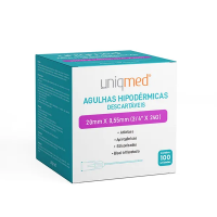 Imagem de Agulha Hipodérmica 20mm X 0,55mm 24G (3/4 Pol) Uniqmed - Caixa Com 100 Unidades