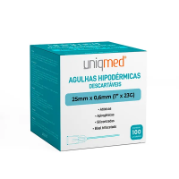 Imagem de Agulha Hipodérmica 25mm X 0,6mm 23G (1 Pol) Uniqmed - Caixa Com 100 Unidades