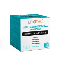 Imagem de Agulha Hipodérmica 25mm X 0,70mm 22G (1 Pol) Uniqmed - Caixa Com 100 Unidades