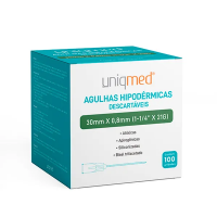 Imagem de Agulha Hipodérmica 30mm X 0,8mm 21G (1-1/4 Pol) Uniqmed - Caixa Com 100 Unidades