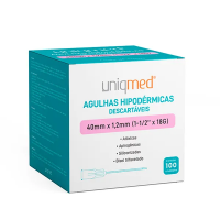 Imagem de Agulha Hipodérmica 40mm X 1,20mm 18G (1-1/2 Pol) Uniqmed - Caixa Com 100 Unidades