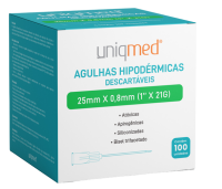Imagem de Agulhas hipodérmicas descartáveis 25mm X 0,8mm - Uniqmed