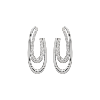 Imagem de Brinco Design Orgânico Ródio Branco e Cristais