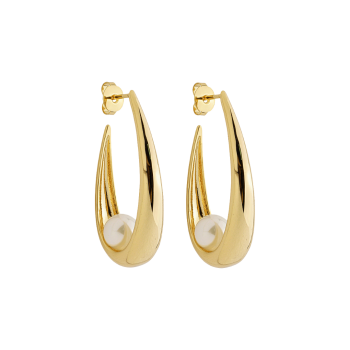 Imagem de Brinco Curvo com Detalhe em Pérola Branca