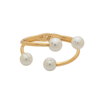 Imagem de Bracelete Aro Duplo Contemporâneo com Acabamento em Pérolas