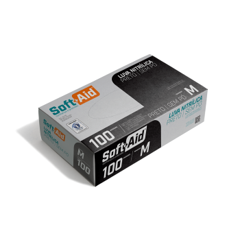 Imagem do produto LUVA NITRILICA SOFT AID S/PO PRETA M C/100