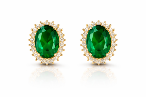 Imagem de Brinco Clips Oval Cravejado Verde