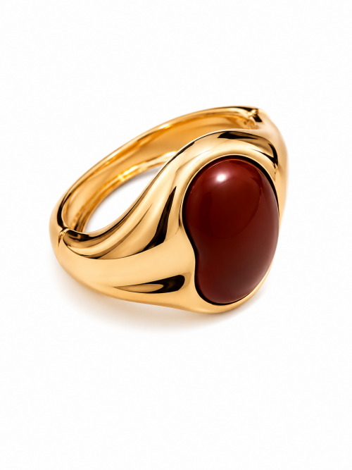 Imagem de Bracelete Dourado com Pedra Bordô