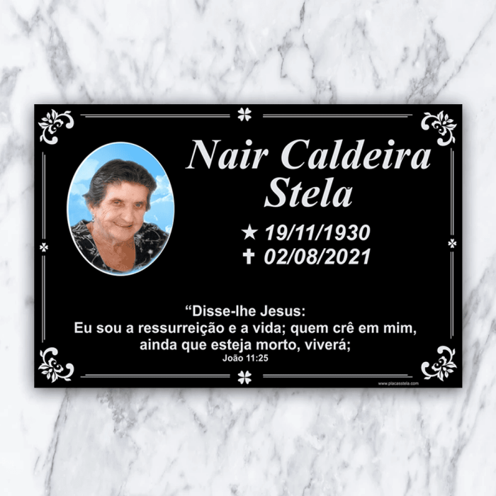 Imagem de Placa para Jazigo, Túmulo ou Lápide - em Alumínio Composto 33x22cm - Com foto 9x12cm
