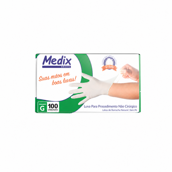 Imagem de LUVA PROCEDIM LATEX SEM PO TAM G 100UN MEDIX