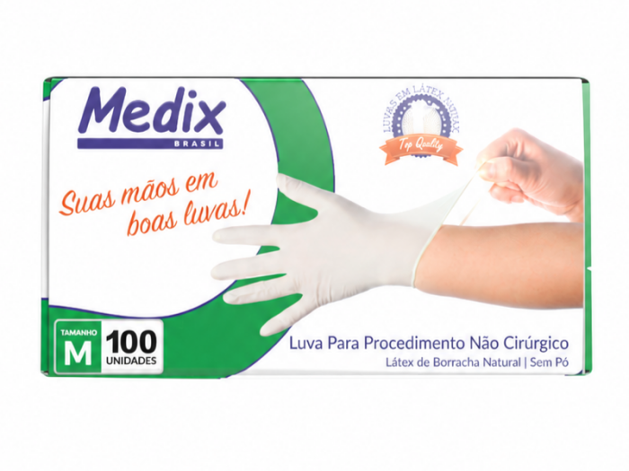 Imagem de LUVA PROCEDIM LATEX SEM PO TAM M 100UN MEDIX