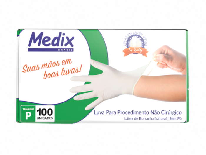 Imagem de LUVA PROCEDIM LATEX SEM PO TAM P 100UN MEDIX