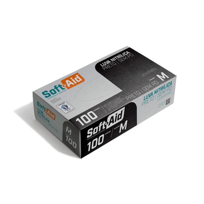Imagem de LUVA NITRILICA SOFT AID S/PO PRETA M C/100