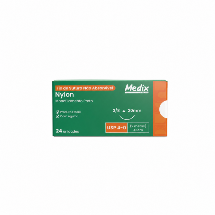 Imagem de FIO DE SUTURA NYLON 4-0 45CM C/AG 20MM 3/8 TRIANGULAR C/ 24UN