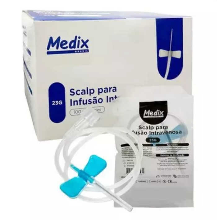 Imagem de Scalp 23G Com Dispositivo De Segurança Luer Lock Medix - Caixa Com 100 Unidades