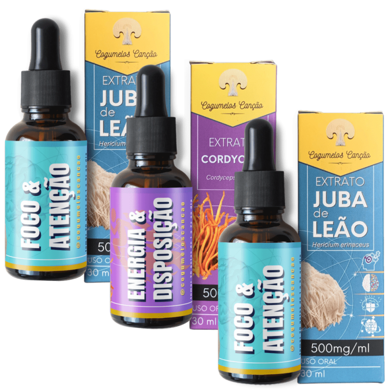 Imagem de Foco Ativo: 2 Juba de Leão + 1 Cordyceps
