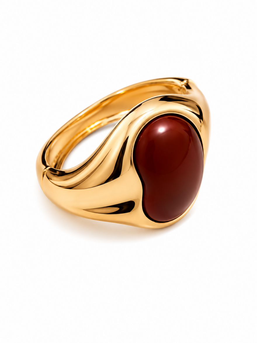 Imagem de Bracelete Dourado com Pedra Bordô