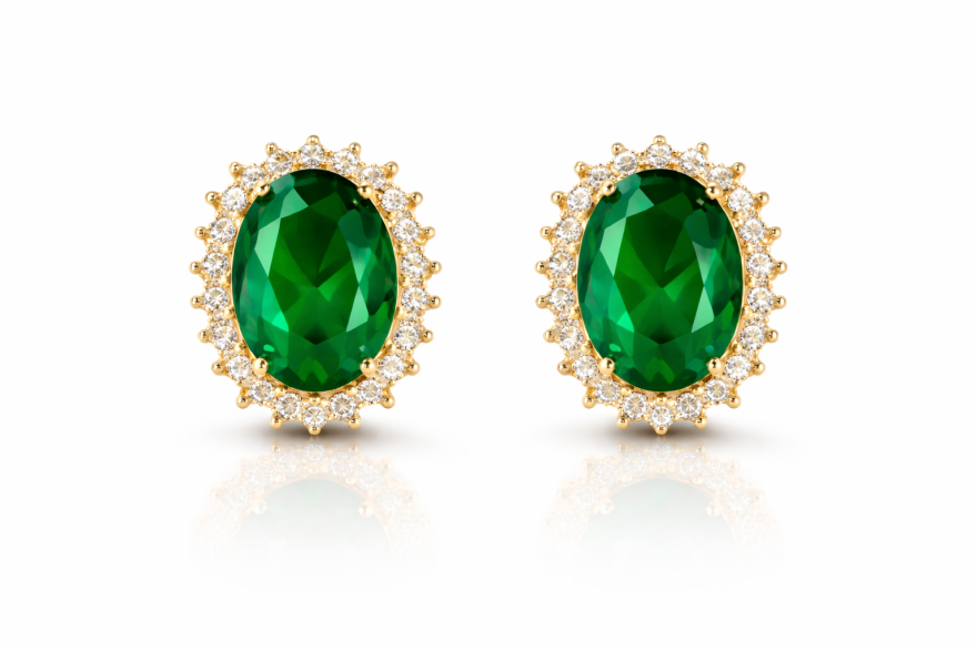 Imagem de Brinco Clips Oval Cravejado Verde
