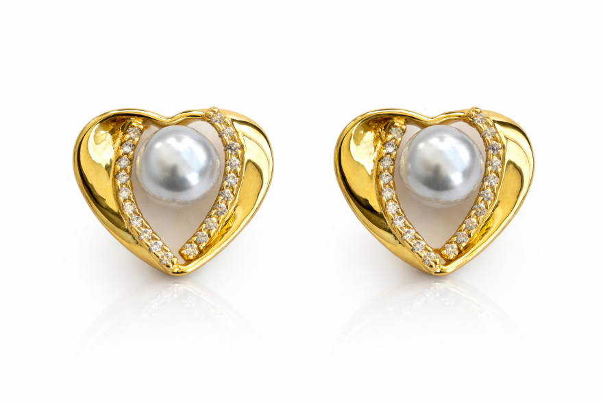 Imagem de Brinco Coração Perolado